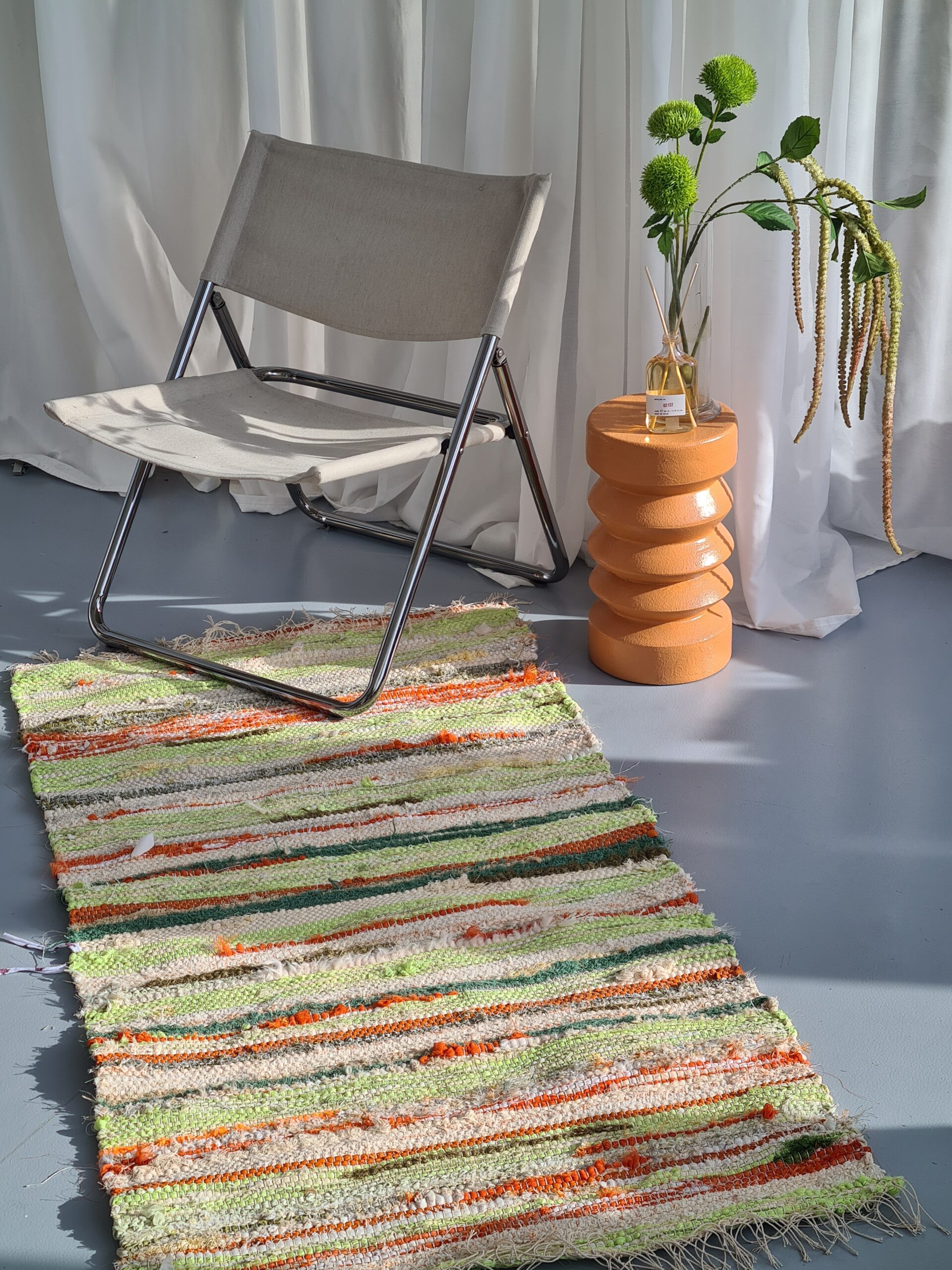 HAND WOVEN RUG MADE WITH UPCYCLED MATERIALS(157x81)
